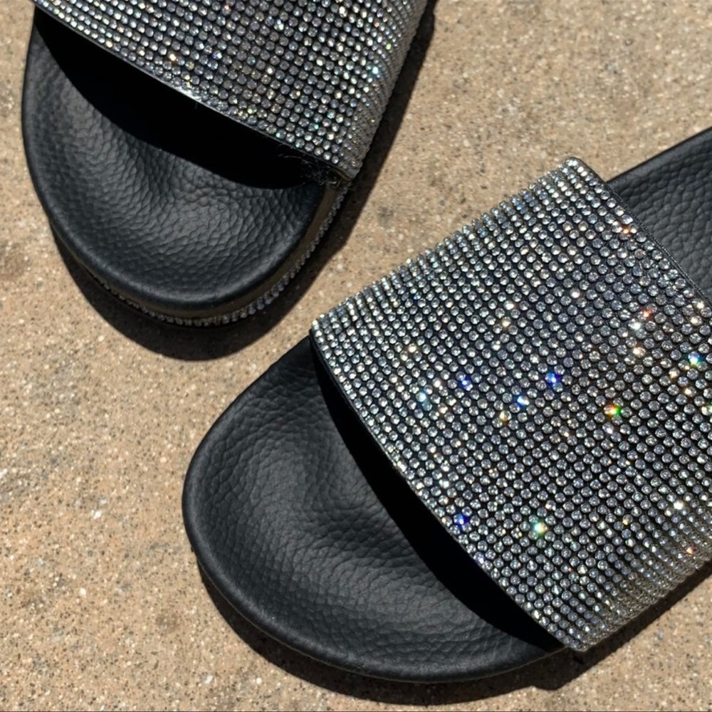 NEW Rhinestone Open Toe Flat Platform Slide Sandal. Size 6.5 - Picture 5 of 7